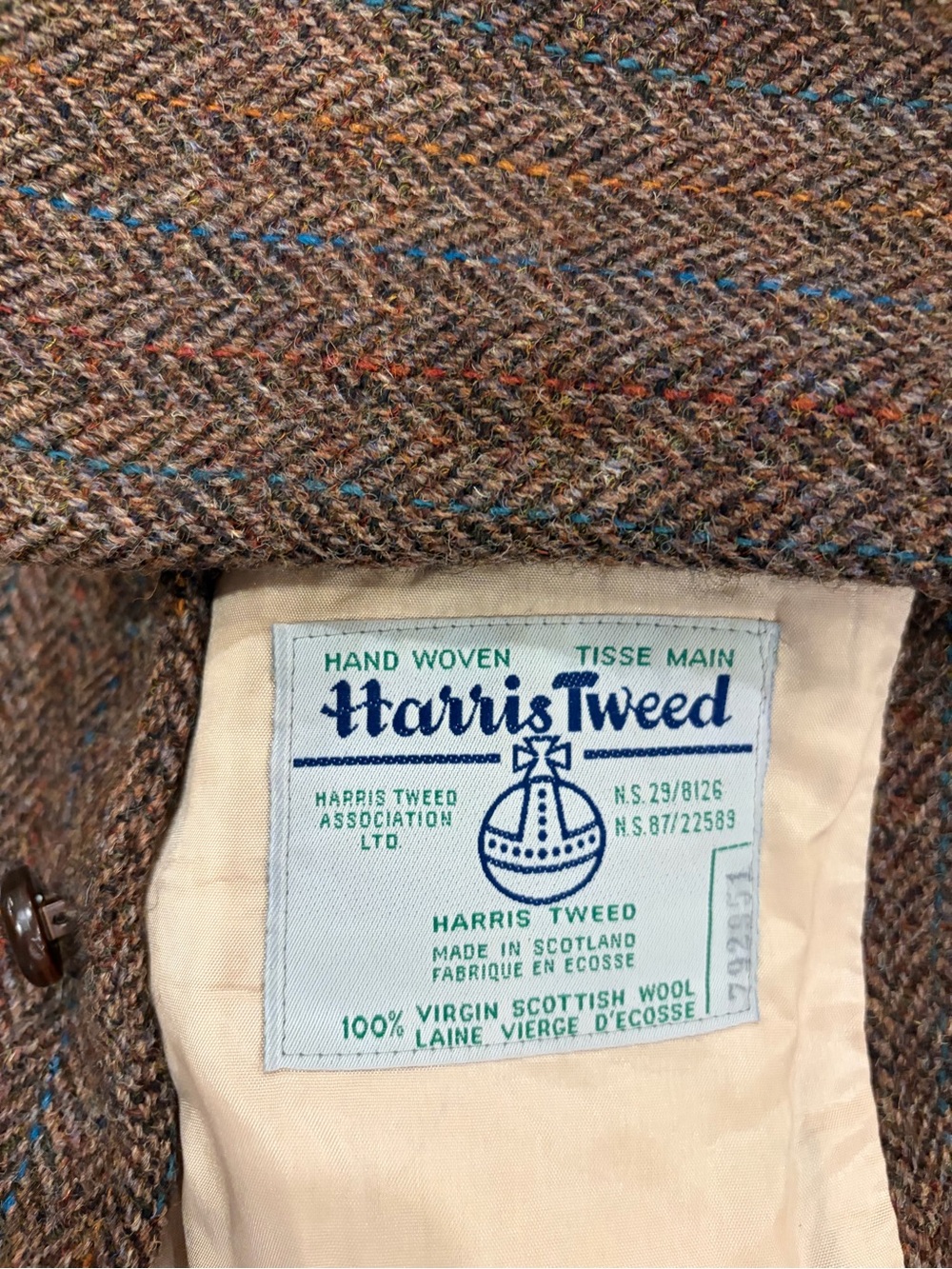 Vintage Harris Tweed Menβs Wool Blazer 40/42 Brown Herringbone Hand Woven Scotla